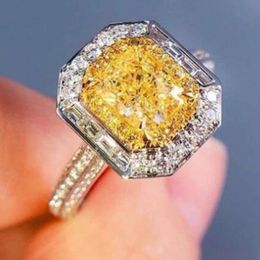 Victoria Wieck Luxury Jewelry 925 Sterling Silver Princess Cut Yellow Topaz CZ Diamond Gemstones Party Eternity Women Wedding Bridal Ri 279z