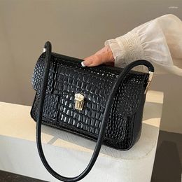 Totes Y2K Shoulder Bag For Women Alligator Leather Handbag And Purse 2024 Trend Lock Zipper Underarm Lady Designer Clutch Bags