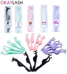 OKAYLASH 50Pcs Whole Custom Plastic Eyelash Tweezers OEM Private Label Bulk Cilia Lash Pincers Applicators 2109159619255