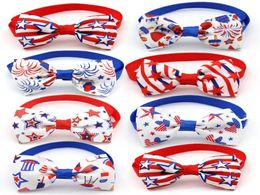 Dog Apparel 30 Pcs 4th Of July USA Independence Day Grooming Cat Bow Ties Red White Blue Accessories Pet Bowtie Necktie7128093