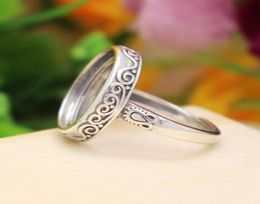 Art Nouveau 925 Sterling Silver Engagement Ring 14x17mm Oval Cabochon Semi Mount Fine Silver Ring Setting3817505