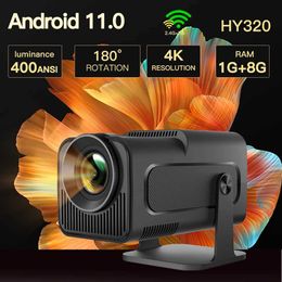 Projectors LYNCAST HY320 HD Projector Android 11 Dual WiFi 6 BT5.0 400ANSI 1080P 180 Rotating Immersive Cinema Outdoor Mini Project J240509