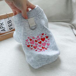 Dog Apparel 1PC Pet Clothing Cat Spring And Autumn Gray Coat Red Love Valentine's Day Dress Suitable For Small Medium Sized Dogs