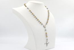 1 Stainless steel Ball Virgin Mary Rosary Necklaces Bead Chain Pendant Catholic Church Women Men Cross Jesus Jewelry2768132