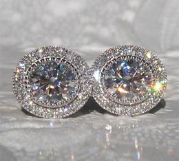 Luxury Design Friends Stud Earings 18K White Gold Plated Big Diamond Earrings for Women White Zircon Earrings5309280