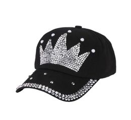 Women new fashion baseball cap hats handmade rhinestone beads Hat Pearl Crown Female Baseball Cap Snapback Sports Sun Hat1707575