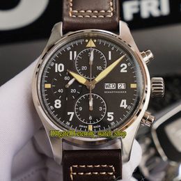 New ZF Top version Pilot Spitfire fighter Series Bronze Case 387903 Black Dial ETA A7750 Chronograph Mechanical Mens Watch Stopwatch Wa 277A