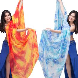 Scarves New Louver Light Silk Belly Dance Handmade Throwing Scarf Shawl Veil Silk 200cm 250cm 270cm Childrens and Adult Stage Performance 13 Colors Q240509
