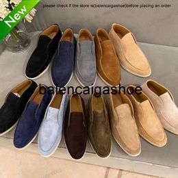 LP shoes loro piano shoe pianna casual Loro summer Charms embellished Walk suede loafers shoes Beige Genuine leather comfort slip on flats mens women Luxury Designer