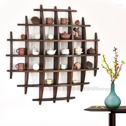 Table Cloth Japanese Style Hang The Wall Tea Pot Holder Antique-and-curio Exhibition Shelves Simple Retro Solid Wood Tray