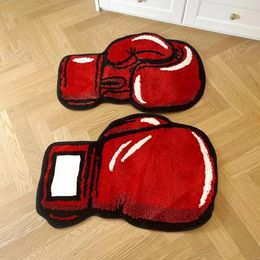 Carpets One Pair Of Boxing Gloves Tufted Rugs Gym Rug Indoor Home Decoration Gifts Accent Round Tufting Soft Perfect Gift Room Decor