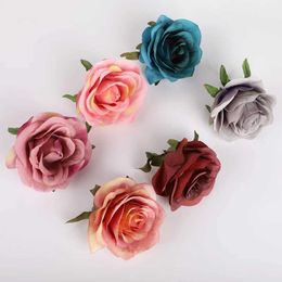 Decorative Flowers Wreaths 5 Pieces Artificial Flowers Cheap Wedding Decorative Flowers Wall Fake Roses Head Bridal Clearance Home Decoration Accessories