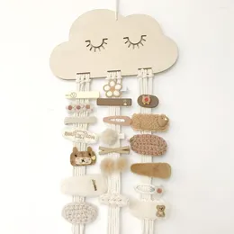 Jewelry Pouches Wood Cloud Hairpin Headband Storage Wall Display Stands Pendant Diy Multicolor Rope Hanging Boho Store Decor