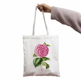 Shopping Bags Bag Flowers Large Capacity Print Girl Shoulder Canvas Casual Ins Shopper Street Handbag Wallet Women