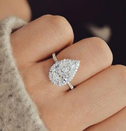 Wedding Rings Vintage Style Pear Shape Engagement Ring Silve Color Promise Trends Fancy Cubic Zirconia Jewelry Birthday GiftWeddin2560869