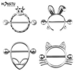 Nipple Rings 1 Pair 2020 New 14G Nipple Rings Stainless Steel Nipple Ring Shield Piercing Body Jewellery CZ Round Shape for Women Silver Plated Y240510