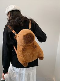 Topo per focognino kapibala bambola peluche con zaino per zaino per le ragazze carine regalo rotonda borsa