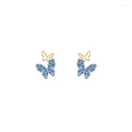 Stud Earrings Blue Butterfly Are Niche And Unique Delicate High-end Temperament Sterling Silver