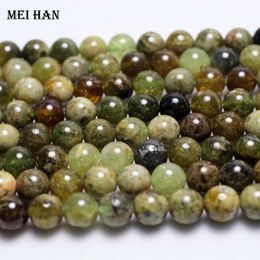 Meihan Natural 8mm 10mm Garnet verde liso redondo contas de pedra soltas para jóias fazendo design 240510