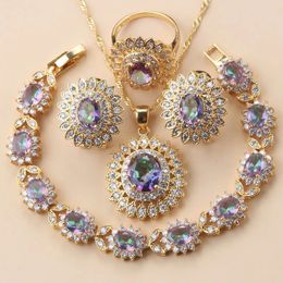 African Wedding Necklace Big Sunflowe Jewelry Sets 18K Gold Plated Luxury Woman Earrings Charm Bracelet And Ring Bridal Costume 240510