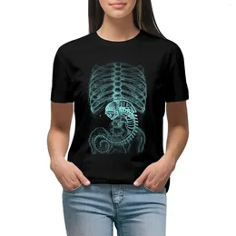 Women's Polos Alien Radiography X-Ray T-shirt Summer Top Tops Aesthetic Clothes Cotton