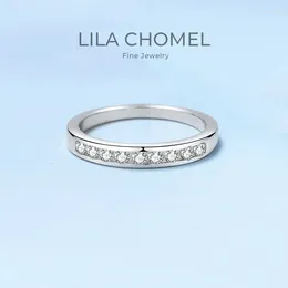 Cluster Rings Fine Jewellery Womens Luxury PT950 Platinum Moissanite VVS1 D Colour Arrange Diamond 0.27CT Round Sparkling Simple Ring For