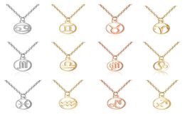 Sinogaa Stainless Steel Zodiac Sign Necklaces Pendants 12 Constellation Jewelry Virgo Leo Taurus Gemini Necklace Women Collar3165832