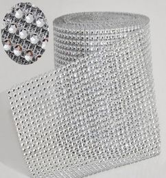 10yardroll 475quot 24 Rows manmade Diamond Mesh yards wrap Rhinestone Ribbon Crystal trim Wrap sparkle bling ribbon Wedding De8146246