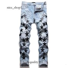 Purple Jeans Designer Mens Mens Jeans High Street Jeans for Mens Embroidery Pants Womens Oversize Ripped Patch Hole Denim Straight Fashion Streetwear Slim 7167