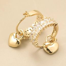 Stud Earrings Fashion Inlaid Zircon Luxury Earring For Women Temperament Shine Metal Dangle Love Four Claw Jewellery