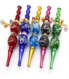 Colorful Blunt holder with rhinestones jewelry hookah mouth tips whole hookah jewelry Tobacco pipe metal hookah tips7335649