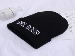 New Men039s and Women039s Winter Hats Girl Boss Embroidered Knitted Wool Beanie Hat J5OL2302353