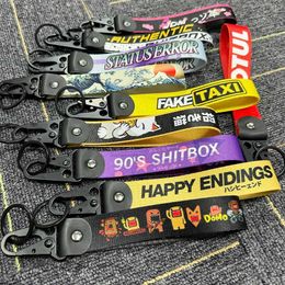 Keychains Lanyards JDM Racing Culture Label Keychain Pendant Motorcycle Clip Keyring Wrist Durable Keychain Keyring Bracket Automotive Accessories J240509