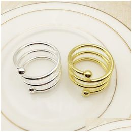 Napkin Rings Spring Double Bead Ring Western Food Gold Sier Color El Home Table Trinkets Drop Delivery Garden Kitchen, Dining Bar Deco Dhsav