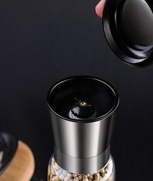 Herb Spice Tools Stainless steel black pepper grinder kitchen pepper glass seasoning bottle1843106