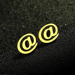 Stud Earrings LUTAKU Stainless Steel At Symbol For Women Men Punk Jewelry Birthday Graduation Gift