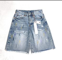 Mens Shorts Jeans Designer Jean Short Casual Slim Ripped paint Zipper Patch Denim Shorts For Men Street PU1144