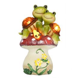 Ovewios Statues Outdoor Decor, Resin Turtles Figurines Lights Sculptures Solar Light, Lovely Turtle with Mushroom for Garden Patio Yard