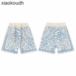 Rhude High end designer shorts for Chaopai cashew jacquard knitted wool casual shorts for men and womens high street With 1:1 original labels