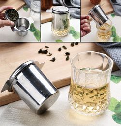 with 2 Handles Tea Infusers Basket Reusable Fine Mesh Tea Strainer Lid Tea and Coffee Philtres Stainless Steel4147670