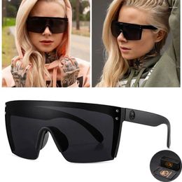 Sunglasses 2024 High Quality Luxury Heat Wave Brand Square One Piece Lens Women Men LAZER FACE With Box