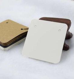 Whole 100Pcs Kraft Paper Cards 5x5cm Cardboard Jewellery Card Necklace Display Packaging Cards Square Earrings Card Label Tags7505568