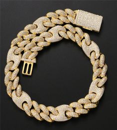 Men039s Cool Necklace 20mm Width 1618202224inch 18K Gold Plated CZ Cuban Chain Necklaces Bracelet Diamond Chian Necklaces2027845