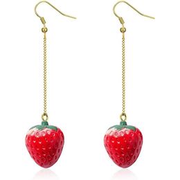 Simulation Red Strawberry Dangle Earring New Fruit Strawberry Earring Female Lovely Sweet Girl for Women Jewelry Gifts