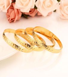 Fashion Dubai Rice character Bangle Jewellery 18 K Yellow Fine Solid Gold Filled Dubai Bracelet Women Africa Arab Items8572786