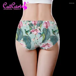 Women's Panties CatgirlFashion Brand Underwear Ice Silk Girl Printed Fashion Briefs Sexy Seamless