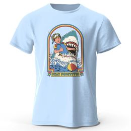 Mens Stay Positive Printed 100% Cotton Classic Vintage Funny T-Shirt for Men Women Sportswear Tops Tees 240509