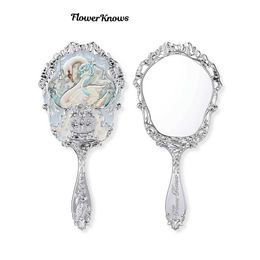 Compact Mirrors Flower Knows Swan Ballet Series Handheld Mirror Type 3 Exquisite Relief Makeup Tool Pink Blue White Q2405091