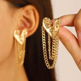 Dangle Earrings Fashion Metal Heart Pattern Tassel Drop For Women Vintage Gold Color Irregular Lava Personality Jewelry Gift