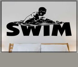 Swim wall decal swimming pool home art wall sticker Natatorium swimmer breaststroke waterproof vinyl decal for glass wall8678918